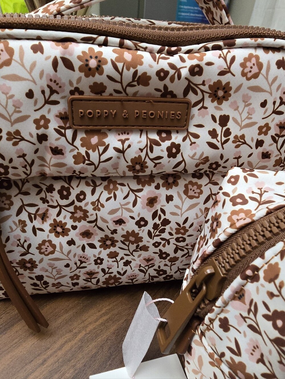 Poppy & Peonies Brown Floral Companion And Cosmetic Case